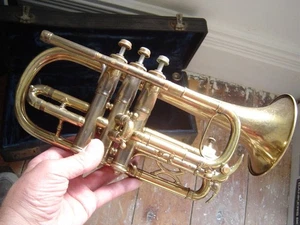 C.G. CONN WONDERPHONE CORNET SERIAL #107xxx SMALL BORE, LACQUERED, NICE! - Picture 1 of 16