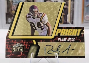 2025 Randy Moss Leaf Metal Upright Super Prismatic Gold Auto 1/1《Pristine》HOF 🔥 - Picture 1 of 8