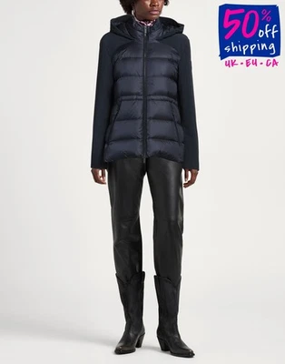 RRP €520 WOOLRICH Down Quilted Jacket Size L Blue Drawstring Hooded  - Image 1 of 4