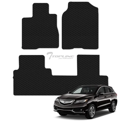 Topline For 2013-2018 Acura RDX Honeycomb HEX Rubber All Weather Floor Mats 3pc - Image 1 of 4