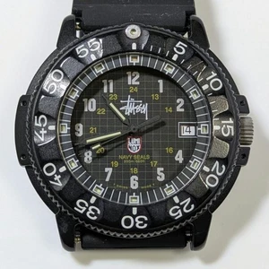 LUMINOX Stussy Navy Seals Men's Quartz Analog Wristwatch Black From Japan Used - Picture 1 of 24