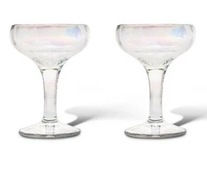 Target Bullseyes 6" Iridescent Champagne Wine Coupe Glass 2pk (NEW IN BOX) - Picture 1 of 8