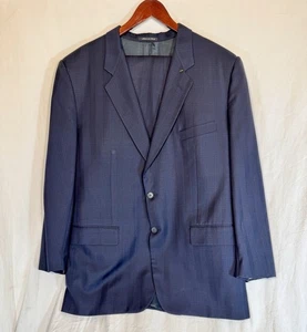 Traje chaqueta y pantalón de lana Corneliani 56L azul sombra rayas 2 piezas - Imagen 1 de 13