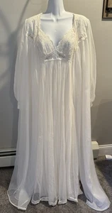 Vtg 70s ShadowLine Peignoir Set Nightgown & Robe Slip Lingerie Wedding Night S - Picture 1 of 14