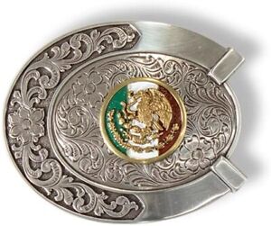 Ariat® Mexico Flag Engraved Silver Belt Buckle A37021