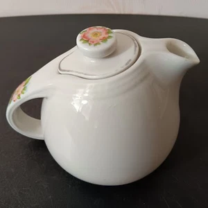 Pretty Vintage Halls "Rose White" #658 5" Lidded Porcelain Teapot - Picture 1 of 7