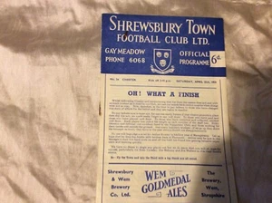 1958/9 DIV 3 SHREWSBURY TOWN V CHESTER * - Imagen 1 de 1
