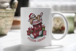 Sloth Christmas Novelty Mug Stocking Suprise Coffee Cup - Picture 1 of 6