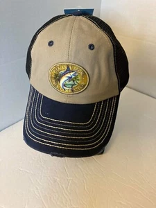 Panama Jack Bill Collector Adjustable Cap NWT Woven Fish Blue Bill Tan - Picture 1 of 4