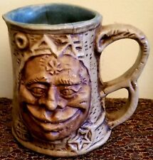 Vintage Art Pottery UGLY FACE Coffee Mug Tankard with Monster in the Bottom EVC!