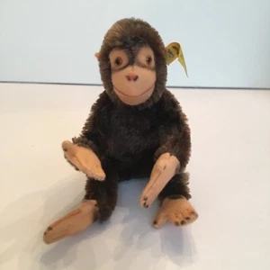 vintage Steiff Monkey Chimp Sitting Jocko 0020/16 Tagged W Ear Button 4.5” - Picture 1 of 10
