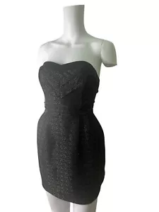 MISS SELFRIDGE Dress Size Small 8 Black Cotton Glitter Silver Party Womens EU36 - Picture 1 of 12