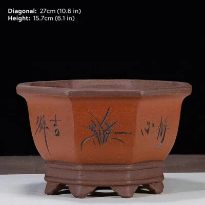 Maceta Bonsai Clásica China 10" Grande Octágono Hexagonal Púrpura Arena Marrón Maceta Foto 1 de 4