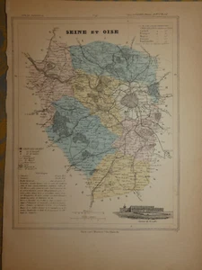 Carte seine et oise vuillemin fayard issue atlas national - Picture 1 of 1
