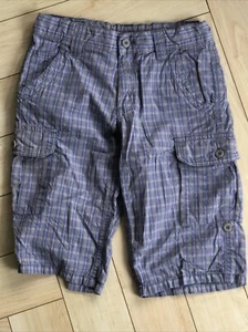 C&A Here + There * kurze Cargo Hose Shorts 140 grau blau kariert SKATER Golf - Bild 1 von 3