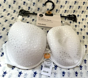 NEW! Debenhams 32DD white padded full cup underwired bra with memory foam cups - Picture 1 of 14