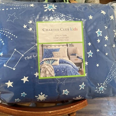 Charter Club Home Kids  Starry Sky 2Pc. Twin Comforter Set Glow In The Dark New - Image 1 of 4