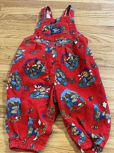 Vintage Baby B'Gosh Vestbak 12 Monate rot Kanufahren Denim Latzhose Oshkosh hergestellt in den USA - Bild 1 von 6