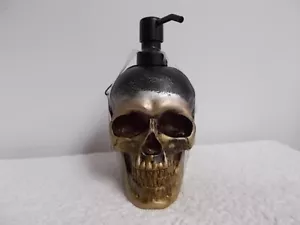 Ghoul House Halloween Black & Gold Skull Soap Lotion Dispenser Spooky Gothic New - Picture 1 of 3