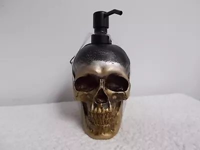Ghoul House Halloween Black & Gold Skull Soap Lotion Dispenser Spooky Gothic New - Image 1 of 3