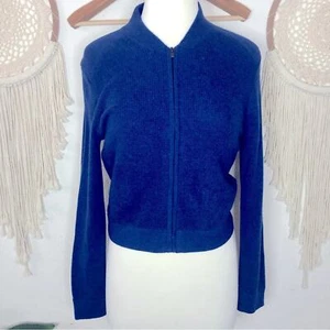 Magaschoni blue cashmere zip front cardigan medium - Picture 1 of 5