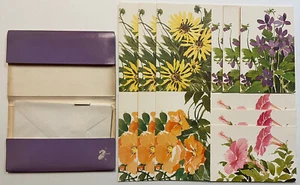 Vintage Folding 12 Blank Note Greeting Cards Retro Floral 4 Designs w/ Envelopes - Picture 1 of 15