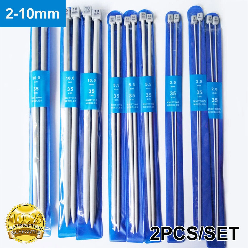 35cm Lange Aluminium Stricknadeln Ø2-10mm, 2-tlg. Stricknadel Set, Stricken NEU - Bild 1 von 4