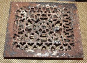 Antico registro vittoriano griglia riscaldante sfiato #15 rotoli ghisa rettangolare  - Foto 1 di 12