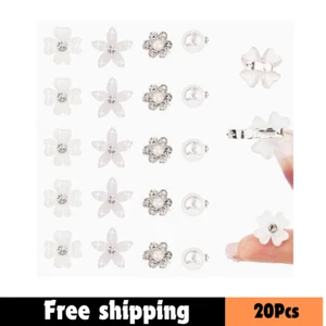 20Pcs Mini Clips for Hair White Flower Hair Clips with Rhinestone Cute Flower Gi - Picture 1 of 9
