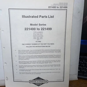 Briggs & Stratton Engine Models 221400 to 221499 Illustrated Parts Catalog List - Picture 1 of 2