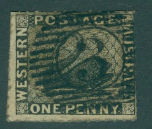 SG 2 Western Australia 1854. 1d black rouletted. Fine used CAT - Picture 1 of 1