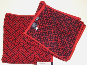 TOMMY HILFIGER 100% COTTON SET OF 2 BATH TOWELS 30"X54" RED NEW AUTHENTIC INDIA - Picture 1 of 1