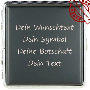 Zigarettenetui für 20 Zigaretten mit Gravur WUNSCHTEXT • Farbe Schwarz - Picture 1 of 7