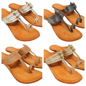 Ballerine donna Kolhapuri Chappals tacco etnico indiano taglia USA 6-11 multicolore - Foto 1 di 34