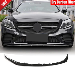 For Mercedes Benz C Class W205 C43 2020-21 Real Carbon Front Bumper Lip Splitter - Picture 1 of 12