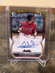 2023 Bowman Chrome Geraldo Quintero #CPA-GQ Gold Shimmer Auto 1/50 Braves