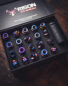 Rison Titanium Lug Nuts M12 Lug Nuts 12 Point Nut GR5 Ti Lug Nuts Open End 20PCS - Picture 1 of 62