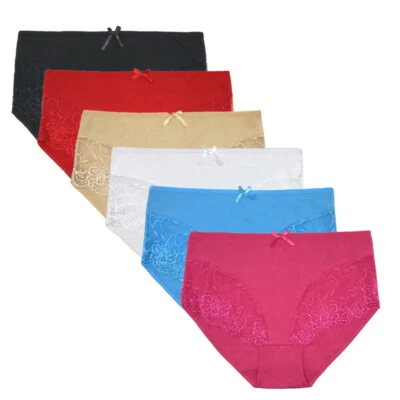 Lote de 3 o 6 piezas de ropa interior de algodón sexy corte alto completo floral calzoncillos bragas Foto 1 de 4