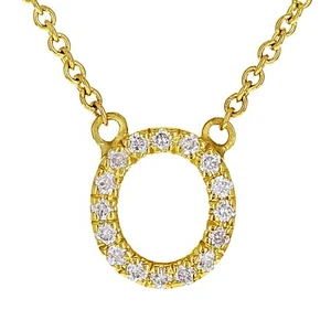 Collar Colgante Oro Amarillo Blanco o Rosa 14k Diamante Inicial Letra O 18" - Imagen 1 de 18