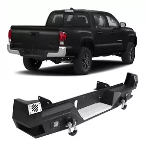 Steel Rear Bumper For 2016-2023 Toyota Tacoma w/ Sensor Hole+2*LED Lights D-Ring - Picture 1 of 14