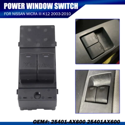 Interruptor de ventana eléctrica delantero izquierdo Nissan Micra III K12 2003-2010 25401-AX600 Foto 1 de 4