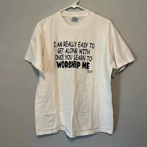 Delta Preshrunk Pro Weight White Graphic T-Shirt Size Adult Large - Picture 1 of 6