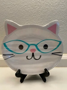 Purr-Fect Kitty Birthday Party 9"x8" Shaped Paper Plates 8ct 3 Assorted Designs - Picture 1 of 2