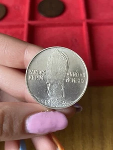Coin City Of Vatican Paolo VI 500 Livres 1969 Silver DD - Picture 1 of 2