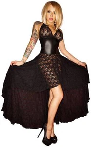 Noir Handmade - Lace - Dress With Wetlook-Einsatz Crotchless Black - S-3XL - Picture 1 of 2