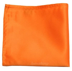 New Men's Polyester Pocket Square Hankie Only Orange Prom Wedding Formal - Picture 1 of 2