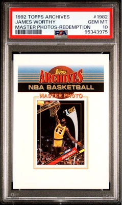 Topps Archives Master Photo Redemption 1992 #1982 James Worthy Salón de la fama PSA 10 POP 4 Foto 1 de 3