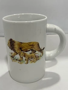 Lion & Cub 16oz Mug Ceramic Bavaria Schumann Arzberg Germany Golden Crown - Picture 1 of 4