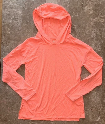 Athletic Works Peach Light Orange Long Sleeve Hooded T-Shirt - Size Large 10-12 - Image 1 of 4