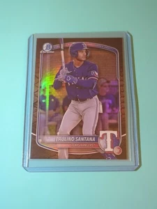 2025 Bowman Chrome Paulino Santana Reptilian Parallel BCP-72 Prospect Rangers - Picture 1 of 2